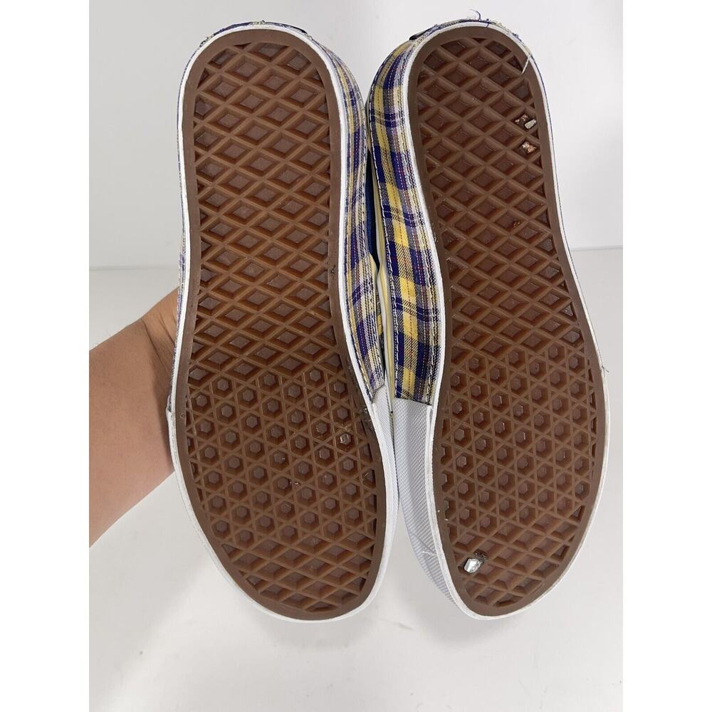 Vans Slip On Skate Navy Blue W/ Yellow Plaids Sole Sz 3.5 Men Sz 5 Women Youth - Picture 9 of 9